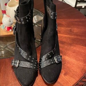 Stylish Black Buckle Ankle Boots